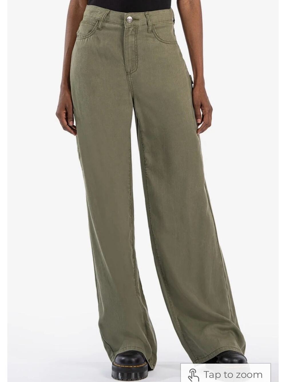 NWOT Kut from the Kloth Sienna High Rise Wide Leg Olive Green Utility Pants 6